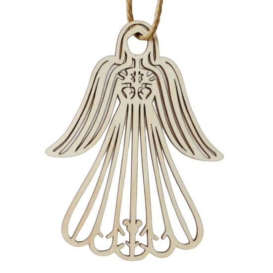 Wooden Angel Christmas Ornaments Rustic Angel Hanging Ornament with Hollow Design