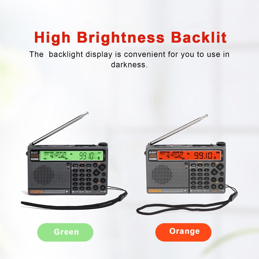 HanRongDa HRD-757 Multi-band Radio FM AM MW SW V.UHF AIR WB Portable Radio APP Control BT TF Music