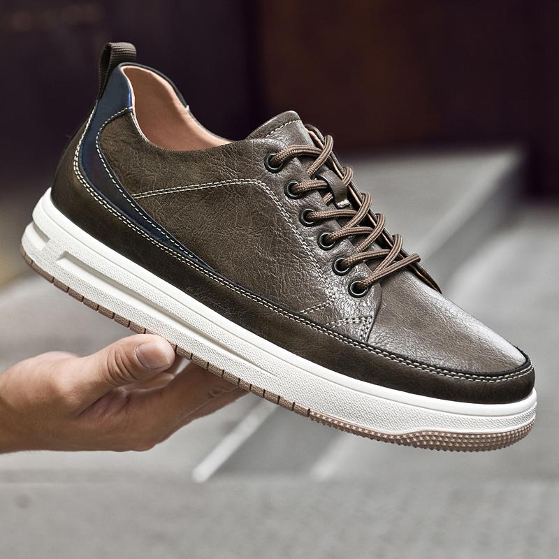Fashion New Male Casual Sneakers Men Genuine Leather Treking Shoes Fashion Mens Leisure Walk Shoes Classic Retro Style Business Footwear