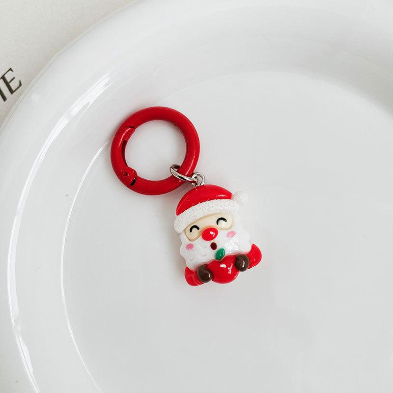 Kawaii Christmas Keychain Cartoon Santa Claus Elk Tree Snowman Pendant Key Ring Backpack Decoration Couple Friends Gifts
