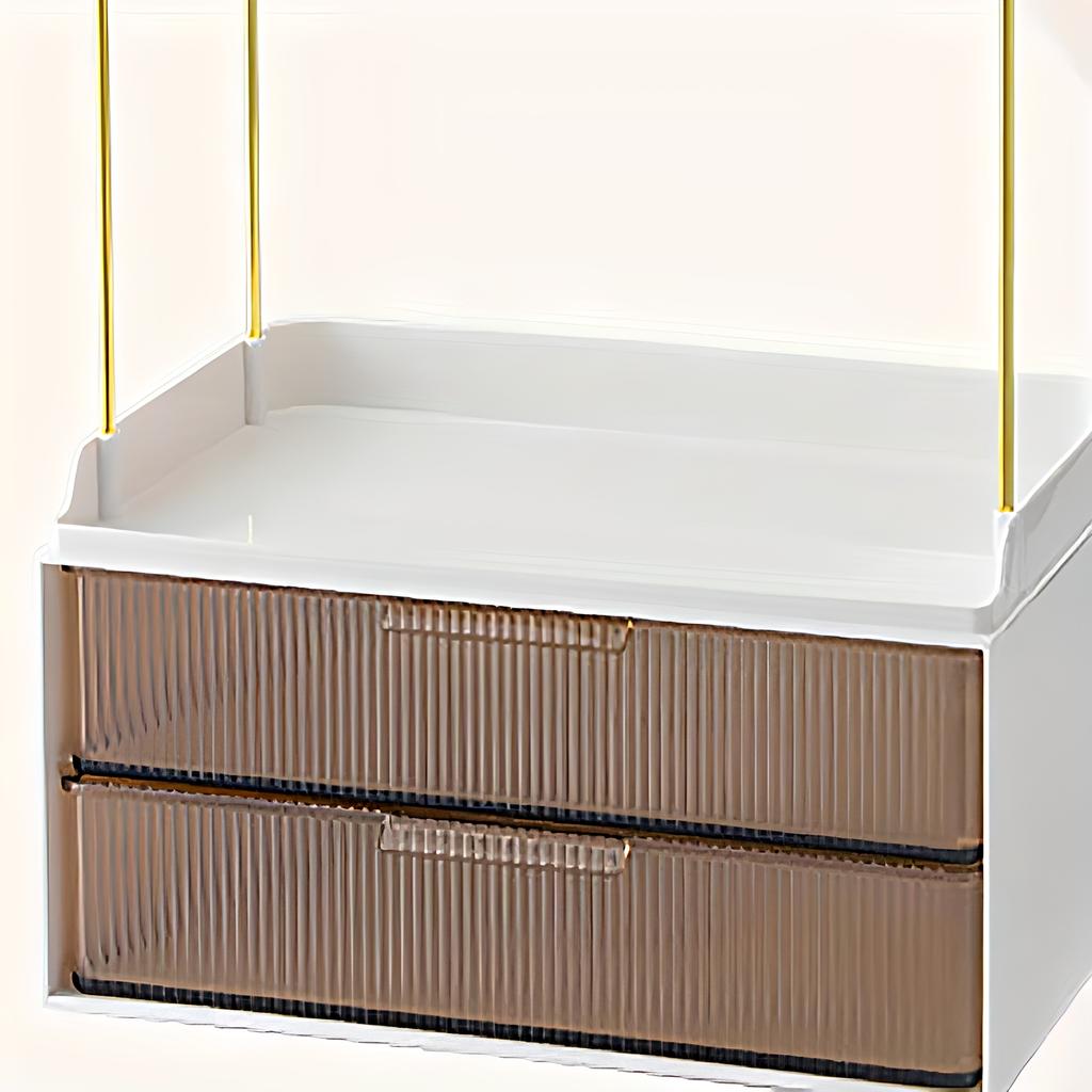 1pc 2 Tier 2 Drawer Cosmetic Organiser, Bathroom Organiser,, Large Skincare Organiser, Exquisite Dresser Organiser