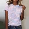 2025 Women's Street Trendy T-shirt Dreamy Star 3D Printed Short Sleeve Versatile Daily Casual Loose Round Neck Top Women's Wear