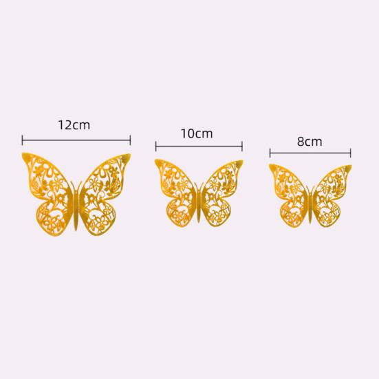 1 Set Wall Sticker with Glue Hollow Out Design Paper Art 3D Butterfly Refrigerator Sticker Home Decoration Household Supplies