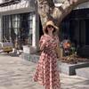 Petite High-End Floral Puff Sleeve Slimming Dress for Summer 2025