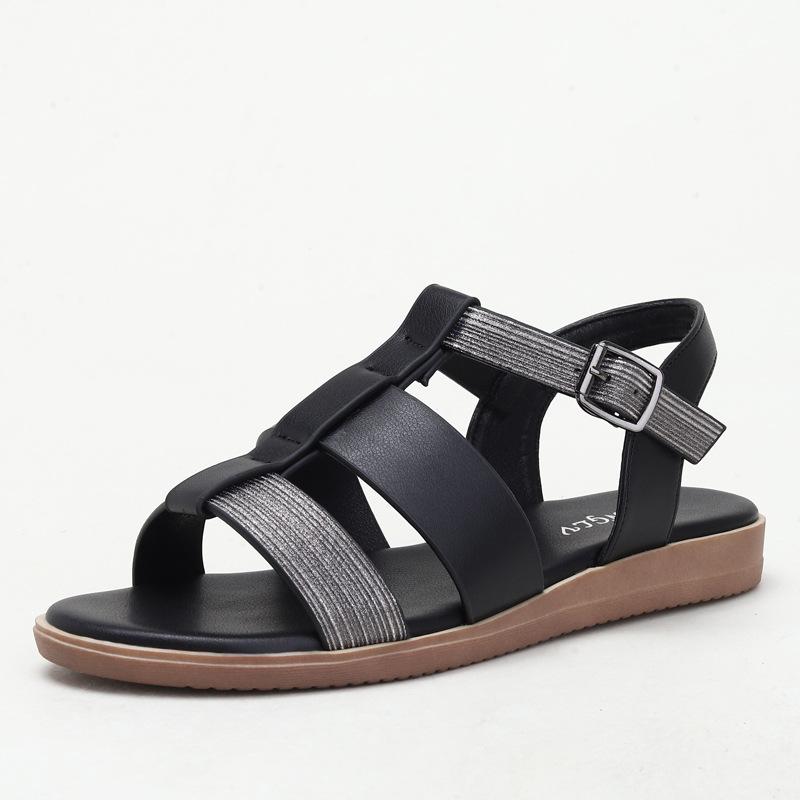 Fashion Roman Shoes Hollowed Out Beach Rhinestones with Open-toed Flat Sandals