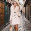Women's Medium-Length Woolen Winter Coat with Large Fur Collar - European Size