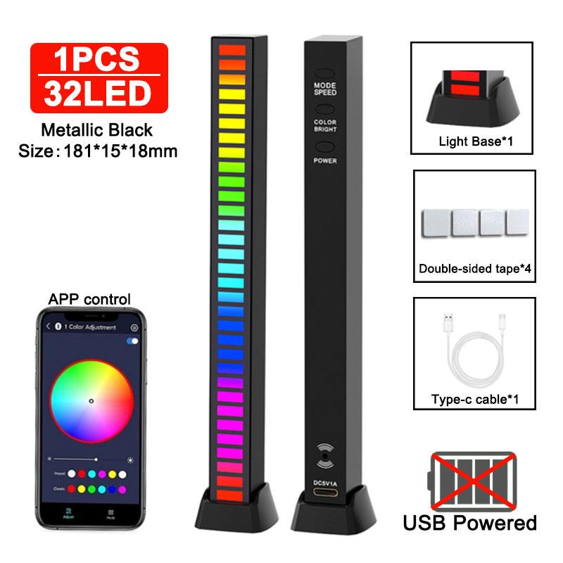 Sound Pickup Light RGB Colourful LED Lights App Controls Music Rhythm Neon Light Voice Activated Ambient Atmosphere Night Lights