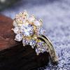 New Romantic Korean Flower Ring Elegant Gold Flower Shaped Engagement Ring Anniversary Gift for Girlfriend with Size 6-10