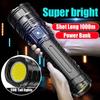 LED Flashlights, Tactical Flash Light, Built-in 15000mah Battery Long Range Spotlights, Torch Emergency Light With COB Light