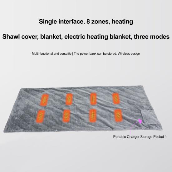 USB Rechargeable Heating Blanket Portable Heated Cape Electric Blanket with 3 Heat Levels 10 H Auto Shut-Off Overheat Protection