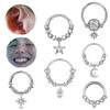Fashion Crystal Stainless Steel Septum Hoop Clickers Nose Ring Women Tragus Cartilage Helix Piercing Hoop Earrings Jewelry