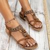 Women's Rhinestone Butterfly Flat Sandals,Bohemian Style Open Toe Elastic Summer Shoes,Casual Beach Sandals