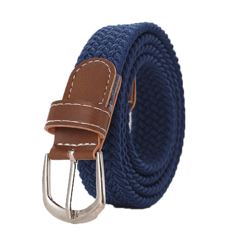 Fashion Universal Woven Thin Belt Elastic Casual Canvas Belt for Women Pants Jeans Knitted Needle Buckle Waistband Belts for Women