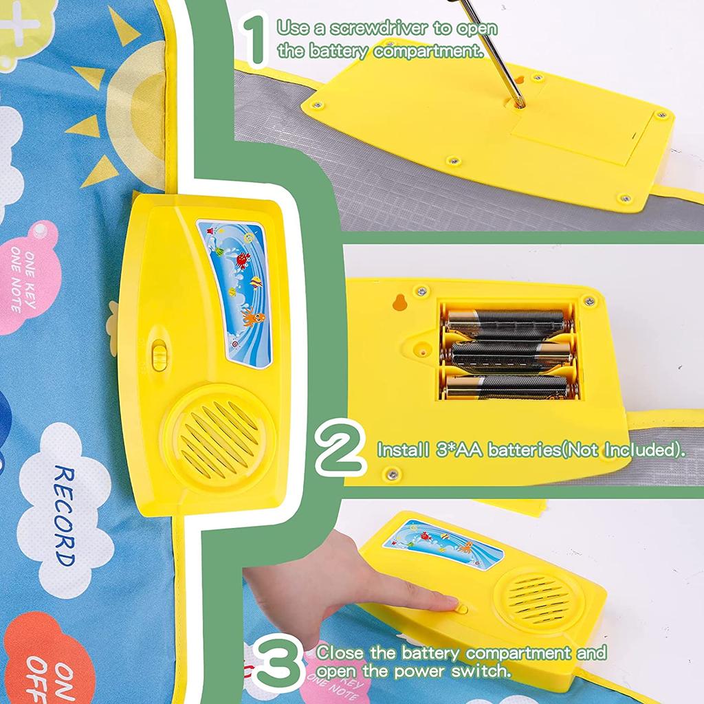 Piano Mat for Toddlers 1-3,44" X 20" Double Keyboard Music Floor Dance Mat 20 Keys with 8 Instrument Sounds,Learning Educational Toys Gifts for Baby