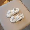 Girls Rhinestone Mesh Bow Simple Korean Children's Sandals New Summer 2024 Solid Color Versatile Kids Performance Shoes Fashion