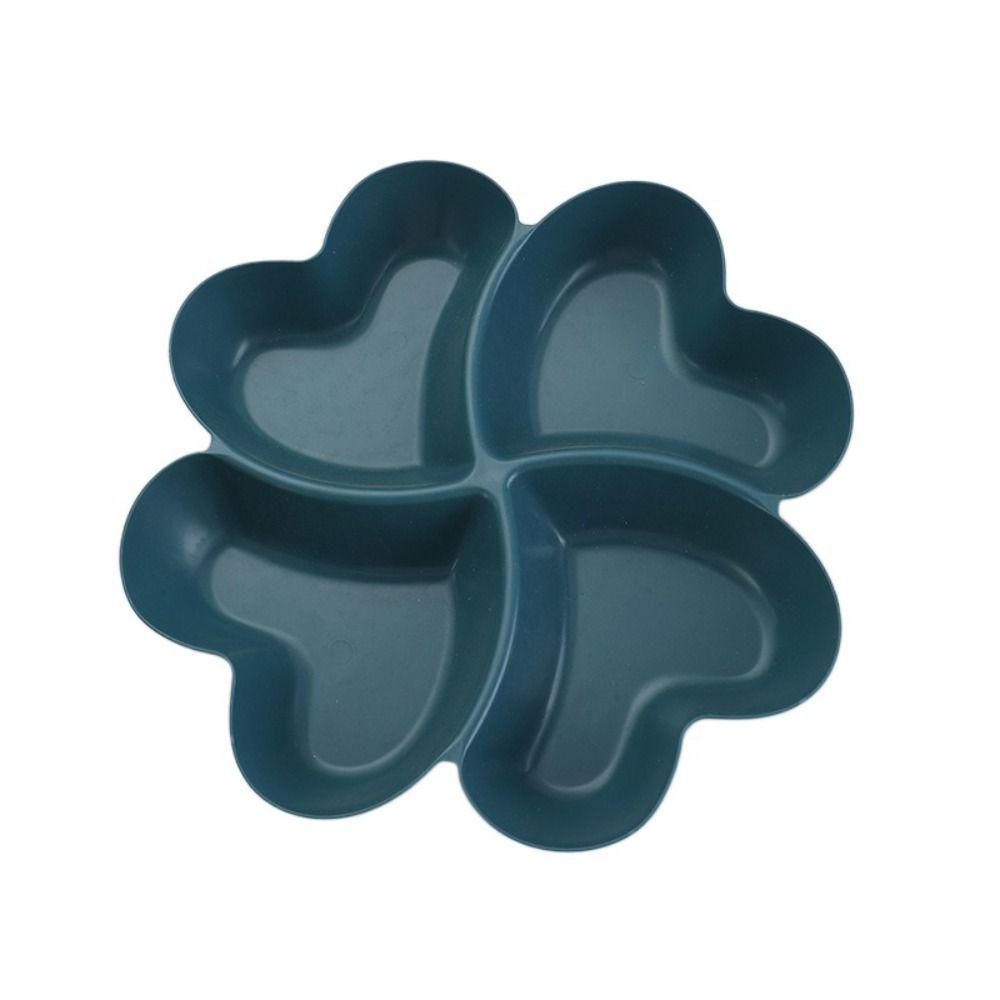 Wheat Straw Appetizer Serving Platter Unbreakable 4-Compartment Food Storage Tray Four Leaf Clover Shape Snacks Serving Dish