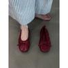 Sheepskin Version~ Retro Pleated Bow Ballet Shoes One-pedal Flat Shoes Women's Commuting Temperament Shallow Mouth Single Shoes