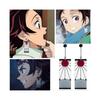 925 Sterling Silver Tanjiro Earrings,anime Demon Slayer Cosplay Tanjiro Black Earrings Ear Clip Kimetsu No Yaiba Hanafuda Halloween for Men Women Earr