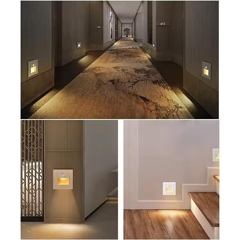 LED Staircase Light Infrared Body Sensor Light Embedded Steps Ladder Stairs Bedroom Night Light