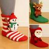 3D Knit Christmas Socks for Women Girl Novelty 3D Santa Snowman Reindeer Xmas Floor Carpet Socks for Winter Holiday Party Decor