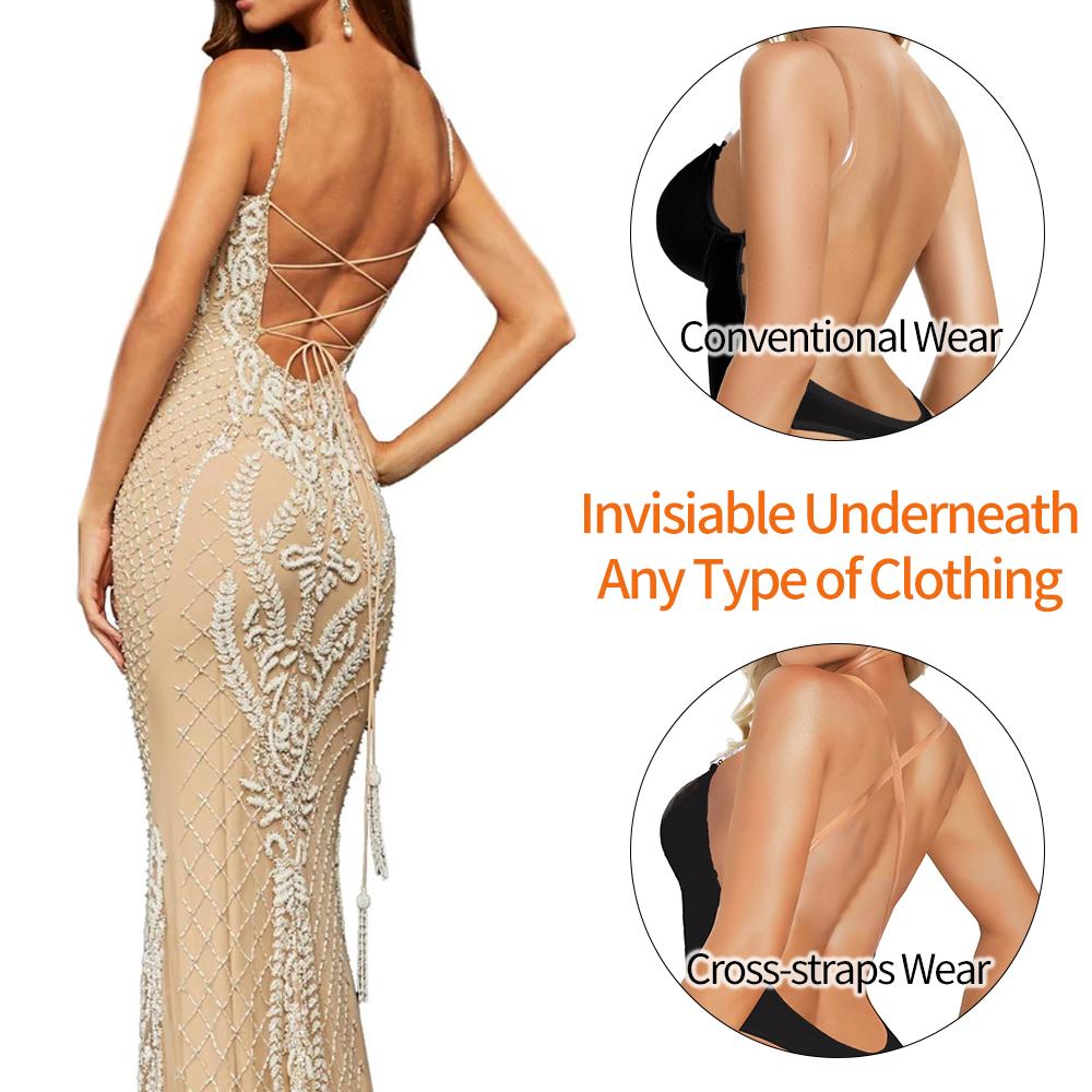 Women's U Plunge Strapless Backless Shapewear Seamless Thong Bodysuit V Neck Body Shaper Padded Bra Camisoles Crop Tops