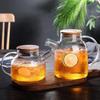 1/1.8LGlass Teapot with Bamboo Lid Transparent Heat-Resistant Thicken Glass Pitcher Cold Water Jug Household Puer Kettle Tea Pot