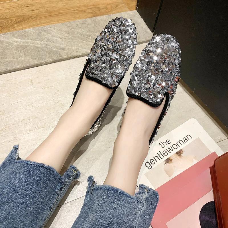Fashion Woman Flats Round Toe Slip-on Diamond Shoes for Women with Crystals Rhinestone Social Summer 2025 Casual Promotion Sale Shoe Non