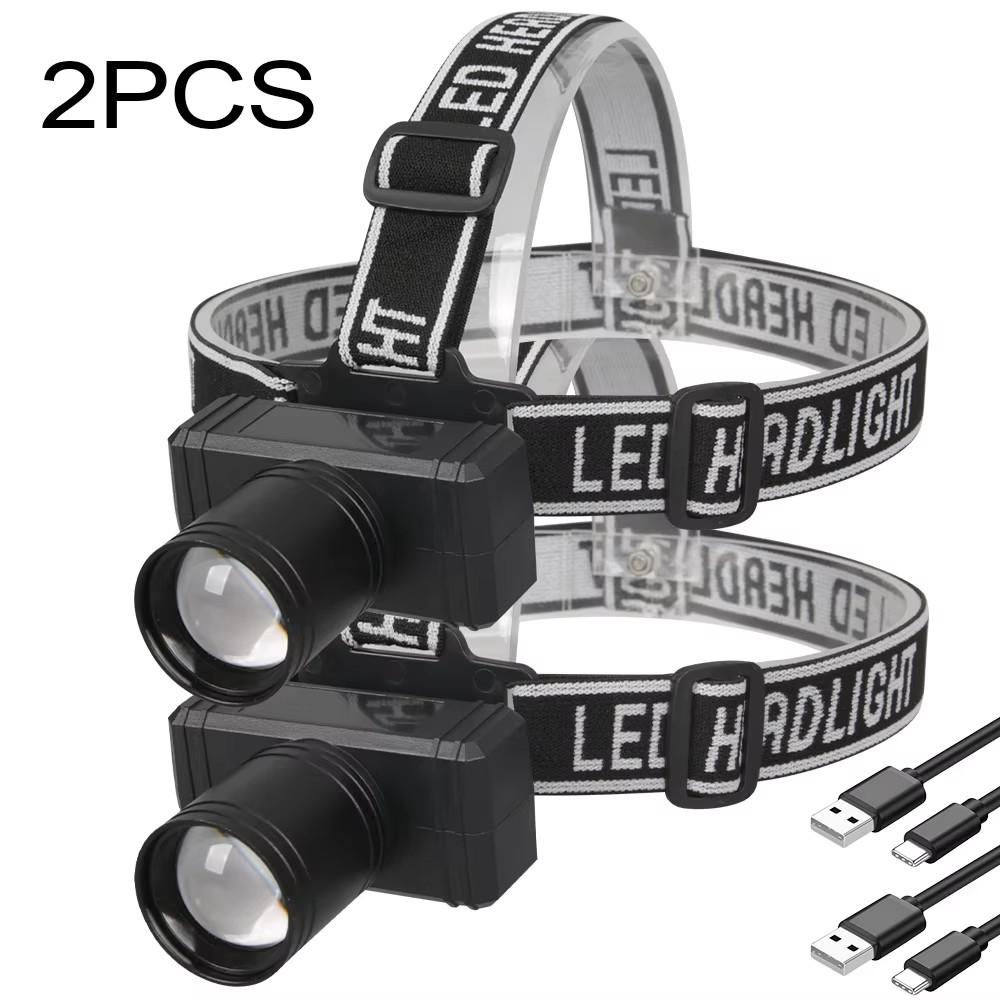 Outdoor Portable Mini Powerful LED Headlight USB Rechargeable Head Lamp with 3 Lighting Modes for Camping Fishing Work Lamp