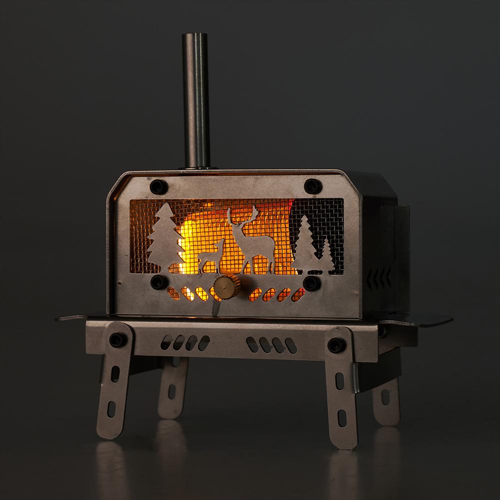 Mini Tent Stove with Chimney Outdoor Firewood Stove Stainless Steel Wood Burning Stove for Backpacking Fishing for Cooking BBQ