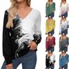 Women's Tops Floral Print Long Sleeve Shirt V Neck Casual Loose Tee Autumn Clothing