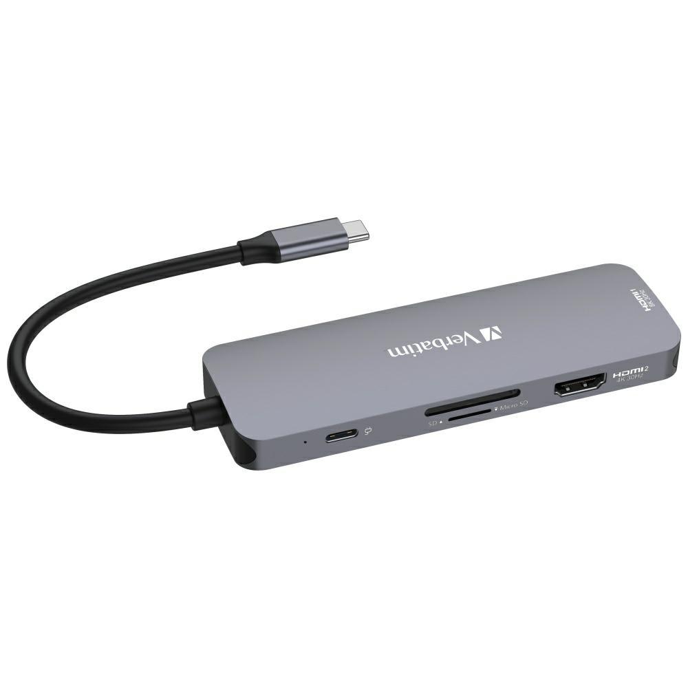 Verbatim Adapter Hub Usb-C - 2Xhdmi/     3Xusb-A/Sd/Microsd/Usb-C Aluminiowy/Aluminum 32151