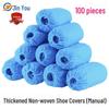 100 Thick Non-Woven PE Plastic Shoe Covers, Wear-Resistant for Dust-Free Workshops and Household Use
