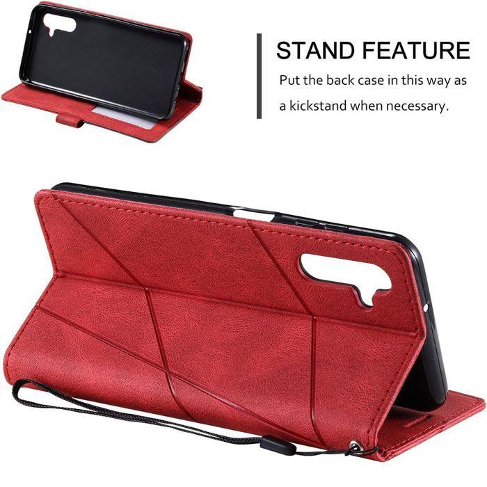 Protective Case - BOOLING - Red Synthetic Leather Flip Case - 2 Tempered Glasses - for Samsung Galaxy S25+