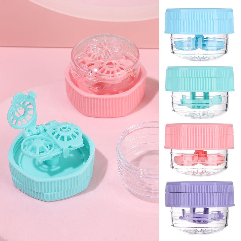 1PC Contact Lens Cleaner Case Portable Manually Rotatable Contact Lens Case Plastic Container Storage Holder Eyewear Accessories