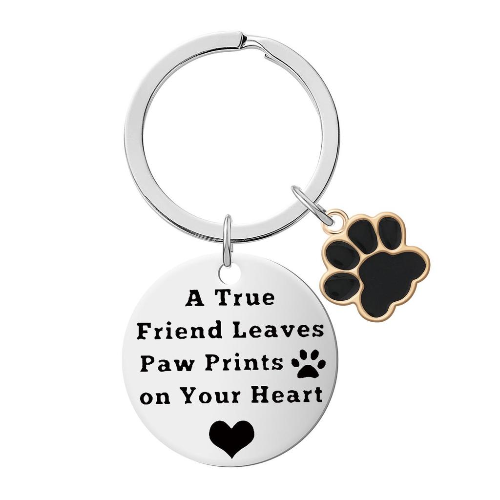 Stainless Steel Engraved Pet Dog Pendant Keychain Gift