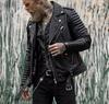 AL KHALID Lambskin Leather Jacket Biker Motorcycle Genuine Black Slim Fit Jacket For Men