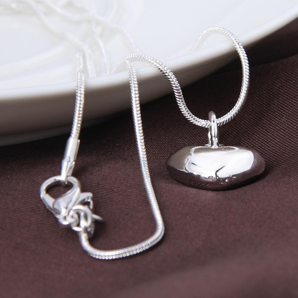 925 Sterling Silver Solid Small Heart Pendant Necklace 16-30 Inch Snake Chain for Women Wedding Charm Fashion Jewelry