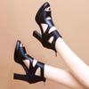 Новые женские туфли на высоком каблуке для вечеринки на открытом воздухе женские босоножки-гладиаторы на платформе с каблуком в стиле ретро черного цвета с открытым носком женские туфли-лодочки