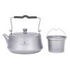 Titanium Teapot with Tea Water Boiling Made Entirely of Compatible with Open Mountain Camping Equipment Ti3093D Kettle, Camping,