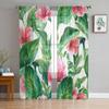 Watercolor Exotic Flower Leave Sheer Curtains for Living Room Transparent Tulle Window Curtain Bedroom Kitchen Decor Veil Drapes