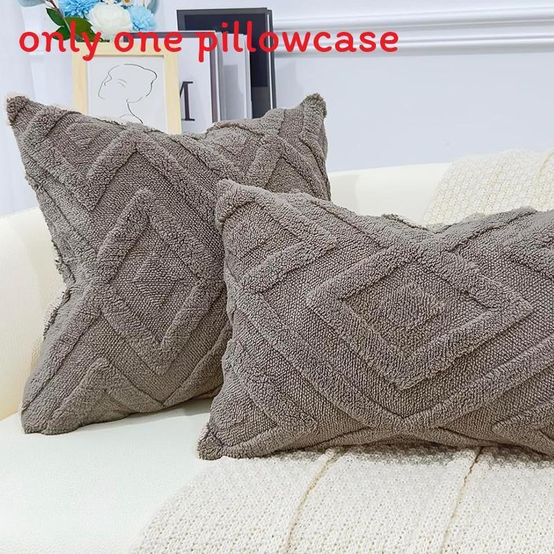 Pillow Geometric Cover Plush Material And Logo Living Room Sofa Home Decor