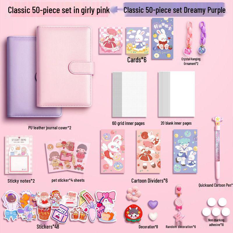 Hand Account Book Set: Cute Loose-Leaf Notebook for Girls & Children