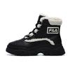 Two-Layer Cowhide Suede Warm Wear-Resistant Thick Sole Plush Short Snow Boots Women Boots Black F12W144404FBK