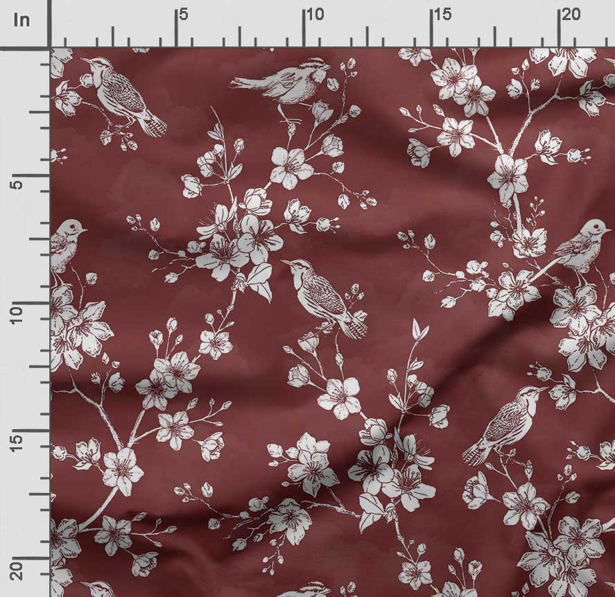 Soimoi Bird & Flowers  Print  Cotton Cambric Quilting Fabric Sold by The Yard 42 Inch Wide Medium Weight Cotton Fabric Sewing  Supplies