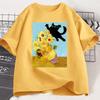 Vincent Van Gogh Cat T-shirt Women Sunflowers Print Tshirt Funny Cute Cat Kitten T Shirt Cotton Short Sleeve Clothes