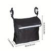 Black Oxford Cloth Wheelchair Storage Bag Large Capacity, with Net Pocket & Strap, for Elderly. Hand Wash or Dry Clean.
