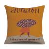 Thanksgiving Linen Pillowcase Autumn Pumpkin Print Pillow Cushion Cover