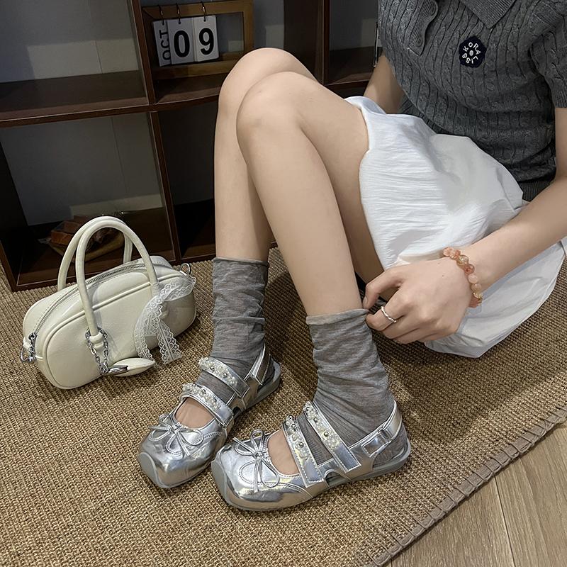 Fashion Ladies Shoes 2025 New Closed Toe Women's Sandals Fashion Butterfly-knot Dress New Crystal String Bead Best Seller Flat Sandals