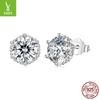 Explosive Six-Claw Round Zircon Stud Earrings, Simple And Atmospheric S925 Sterling Silver Fashion Stud Earrings.