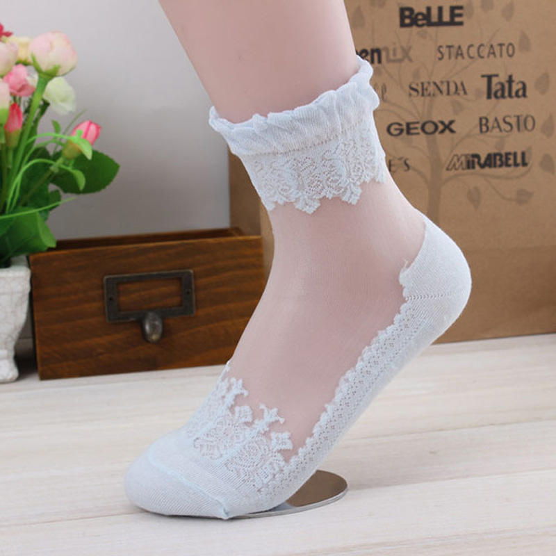 Fashion Lace Ruffle Ankle Soft Mesh Knit Frill Women Trim Women Transparent Socks